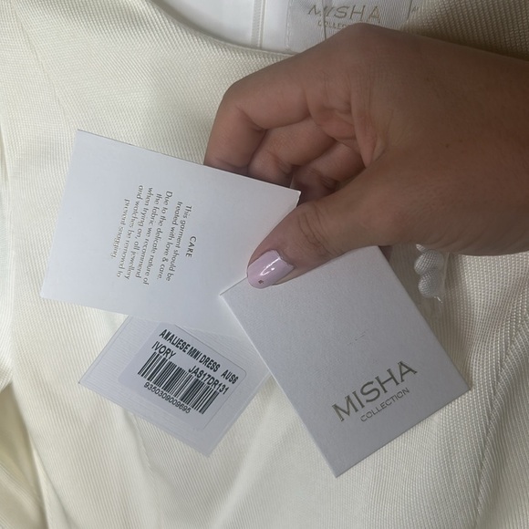 🔥 🆕 MISHA COLLECTION ANALIESE MINI DRESS IVORY SIZE 2 - SHOWSTOPPER DRESS! - Picture 8 of 11